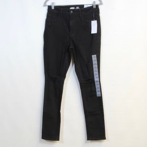 Old Navy Black Women's Rockstar Super Skinny Ripped High Rise Jeans